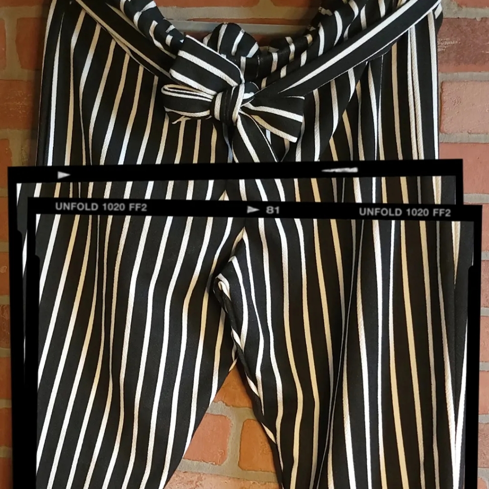 Paperbag Skinny Trousers, black and white